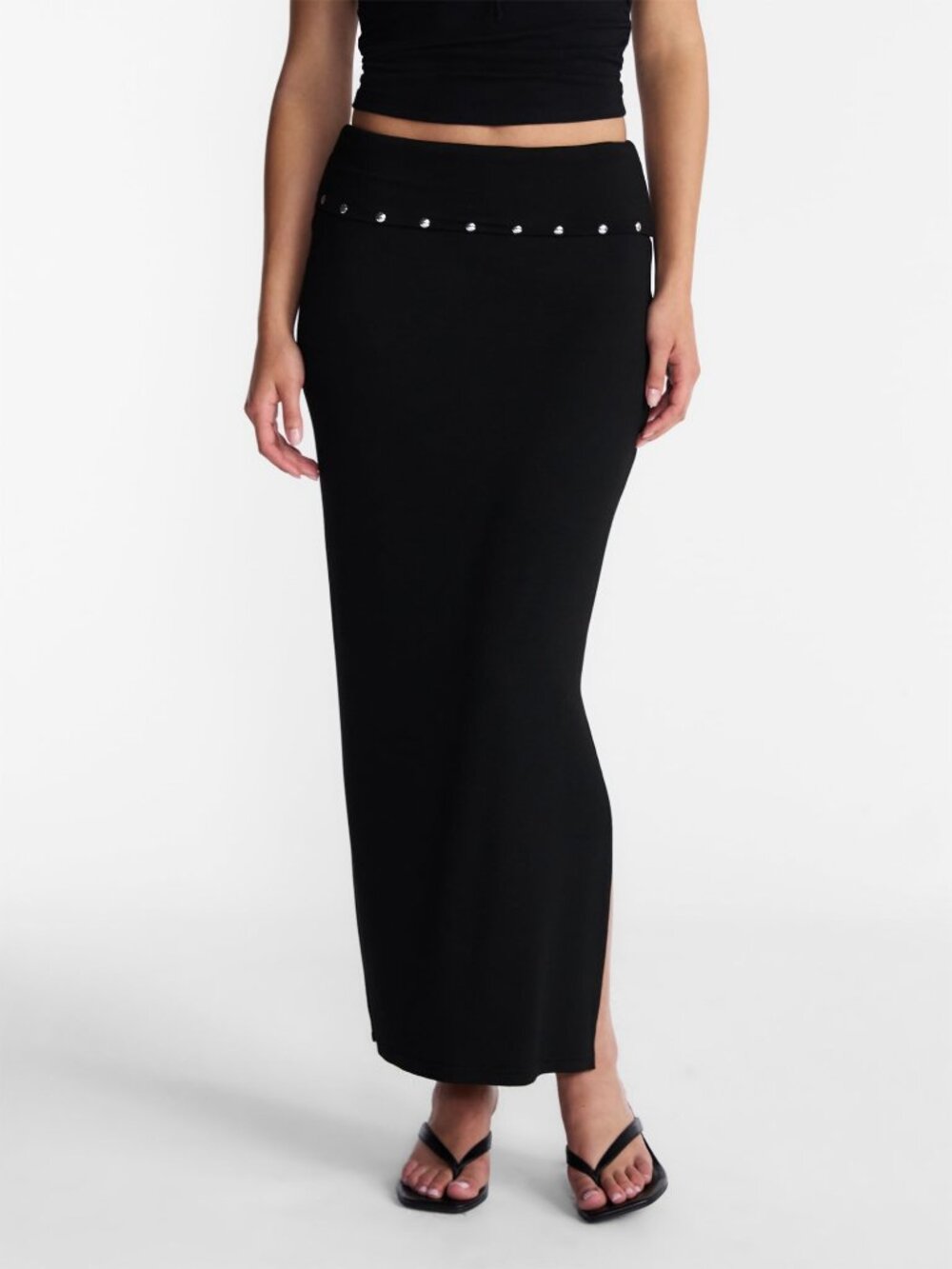 NEW size XL No Boundaries Black Foldover Knit Maxi Skirt